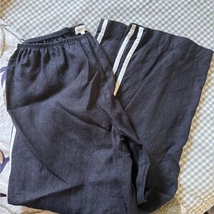 DONNI The Linen Crop Stripe Pant - Black